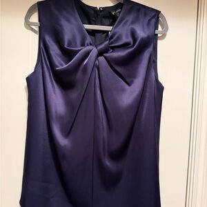 St. John Navy Satin Sleeveless Top